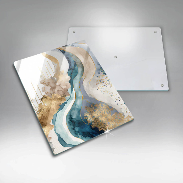 Glas Herdabdeckplatte Bunter Marmor