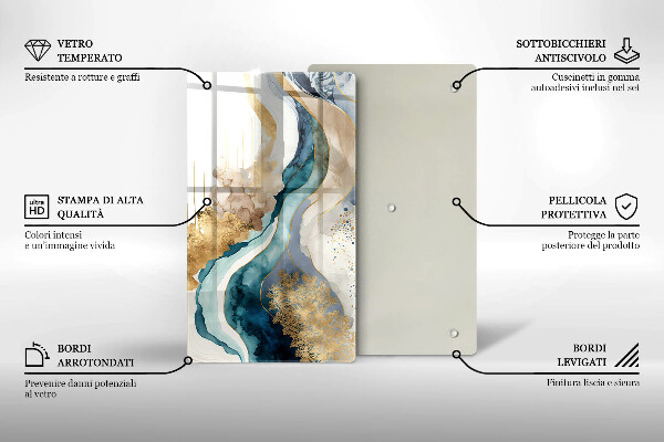 Glas Herdabdeckplatte Bunter Marmor