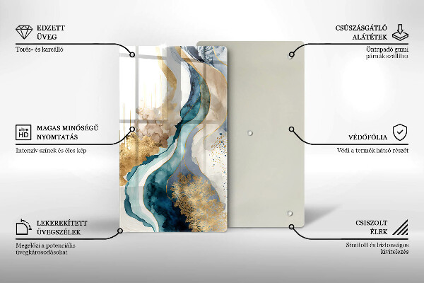 Glas Herdabdeckplatte Bunter Marmor