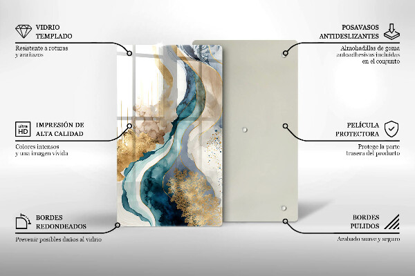 Glas Herdabdeckplatte Bunter Marmor