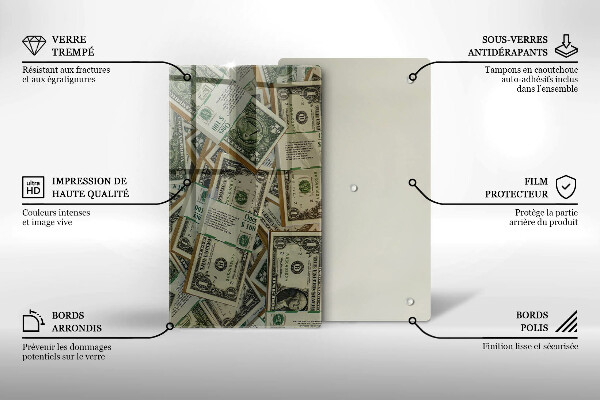 Glas Herdabdeckplatte Gelddollar