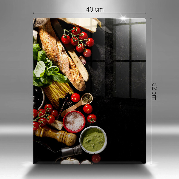 Glas Herdabdeckplatte Italienische Zutaten und Gewürze