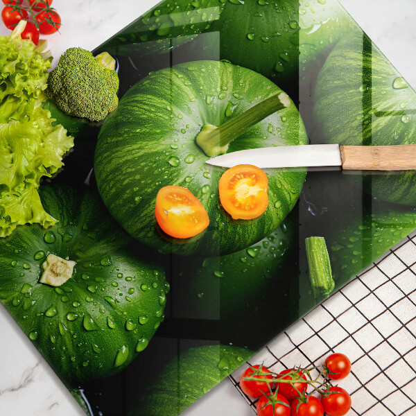 Glas Herdabdeckplatte Grüne Kürbisse