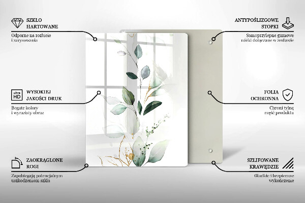 Glas Herdabdeckplatte Grüne Kürbisse