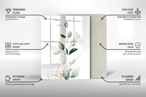 Glas Herdabdeckplatte Grüne Kürbisse