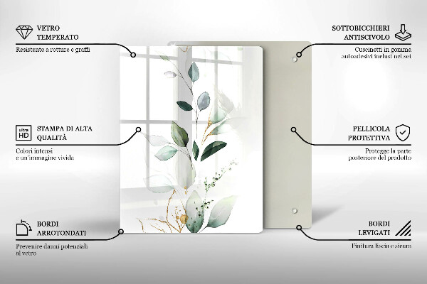 Glas Herdabdeckplatte Grüne Kürbisse