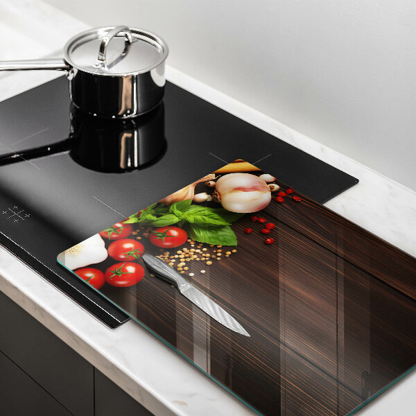 Glas Herdabdeckplatte Gemüse auf dem Tisch