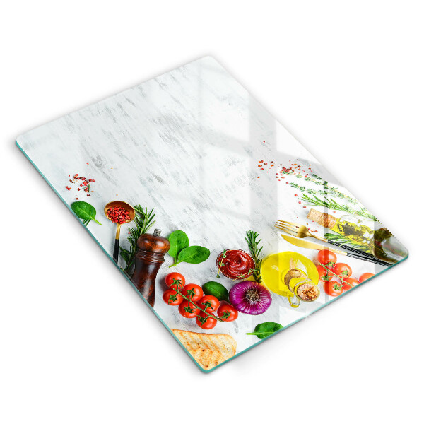 Glas Herdabdeckplatte Gemüse und Gewürze
