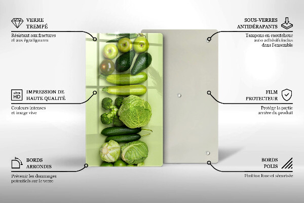 Glas Herdabdeckplatte Grünes Obst und Gemüse