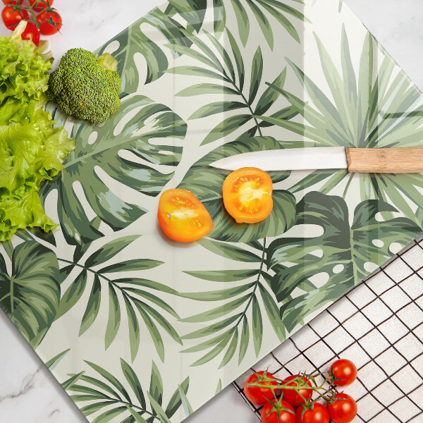 Glas Herdabdeckplatte Monstera hinterlässt Illustration