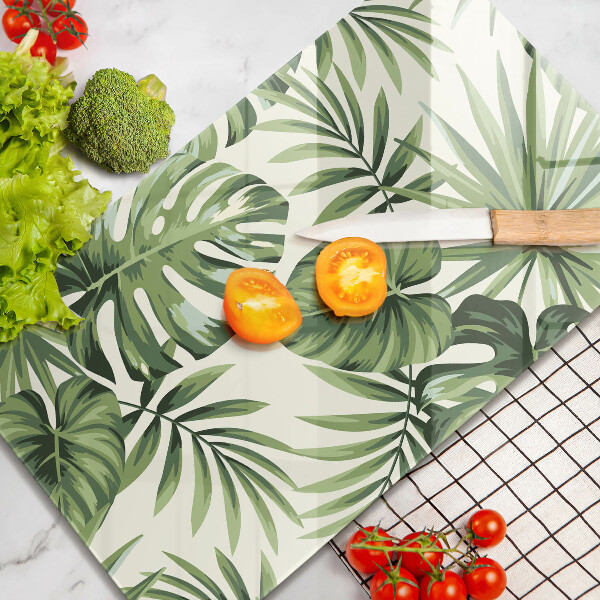 Glas Herdabdeckplatte Monstera hinterlässt Illustration