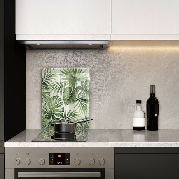 Glas Herdabdeckplatte Monstera hinterlässt Illustration