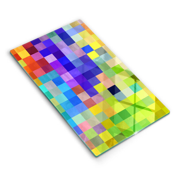 Glas Ceranfeldabdeckung Spritzschutz Bunte Pixelquadrate