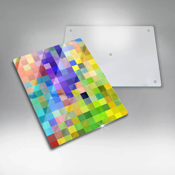 Glas Ceranfeldabdeckung Spritzschutz Bunte Pixelquadrate