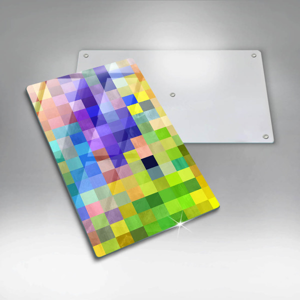 Glas Ceranfeldabdeckung Spritzschutz Bunte Pixelquadrate