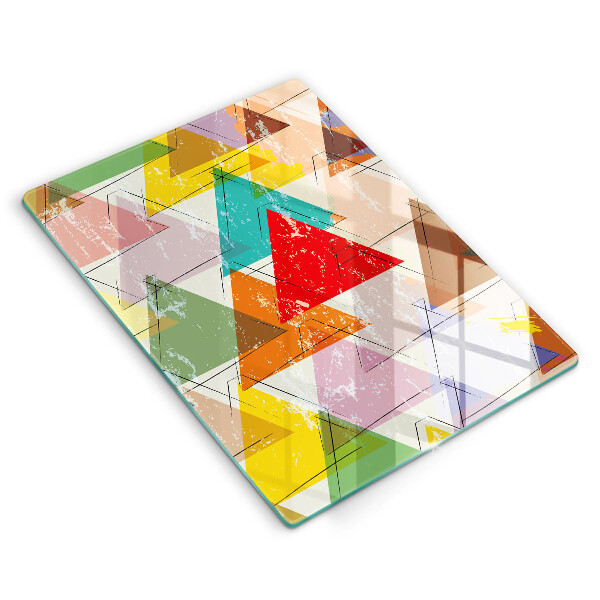 Glas Ceranfeldabdeckung Spritzschutz Bemalte Dreiecke