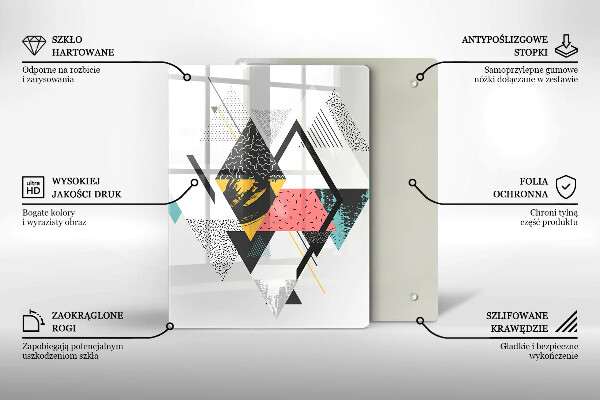 Glas Ceranfeldabdeckung Spritzschutz Bemalte Dreiecke