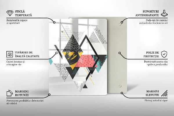 Glas Ceranfeldabdeckung Spritzschutz Bemalte Dreiecke