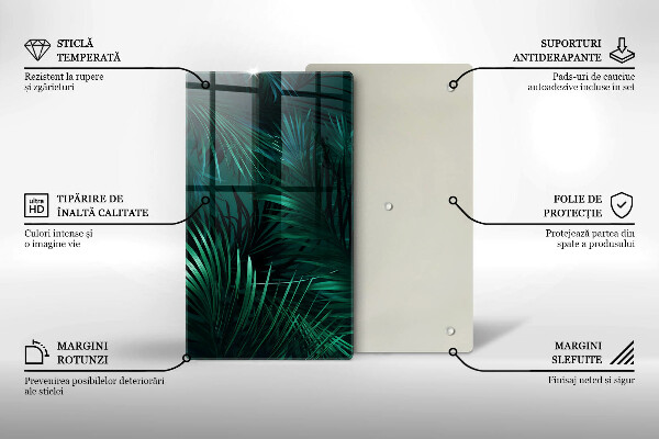 Glas Herdabdeckplatte Wilde Dschungelblätter