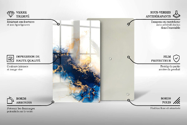 Glas Herdabdeckplatte Abstraktion mit Blau