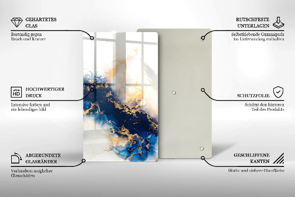 Glas Herdabdeckplatte Abstraktion mit Blau