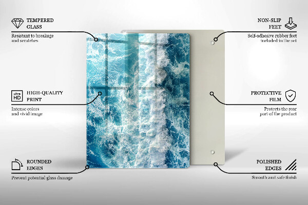 Glas Herdabdeckplatte Abstraktion mit Blau