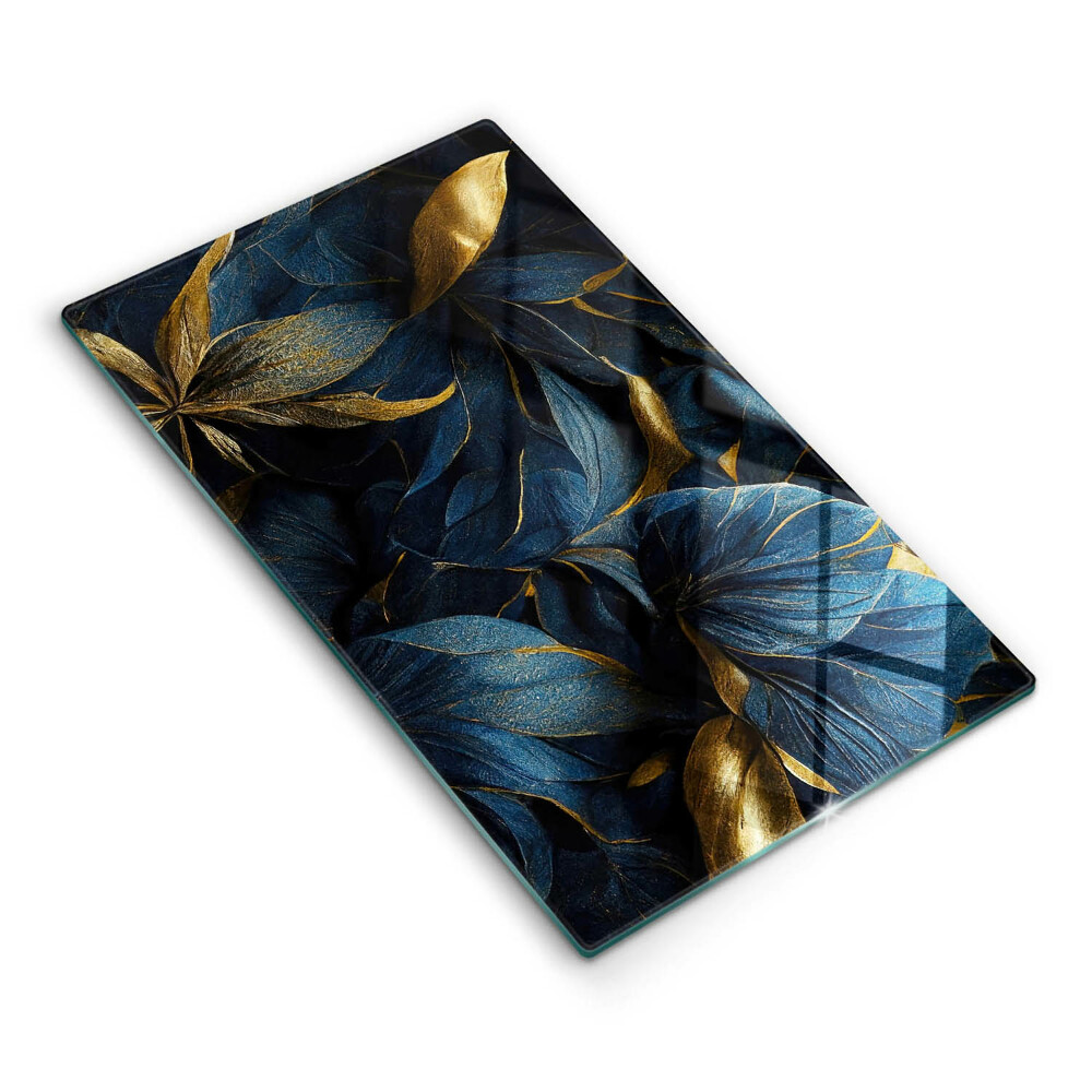 Glas Herdabdeckplatte Dekorative Blätter mit Gold