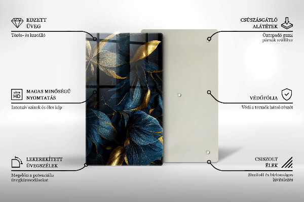 Glas Herdabdeckplatte Dekorative Blätter mit Gold
