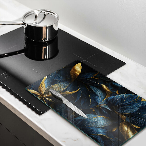 Glas Herdabdeckplatte Dekorative Blätter mit Gold