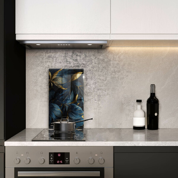 Glas Herdabdeckplatte Dekorative Blätter mit Gold