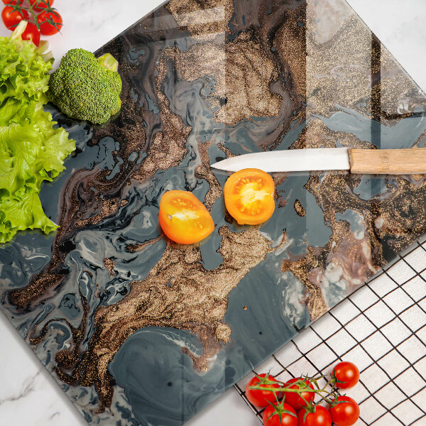 Glas Herdabdeckplatte Dekostein mit Gold