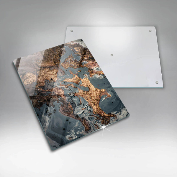 Glas Herdabdeckplatte Dekostein mit Gold