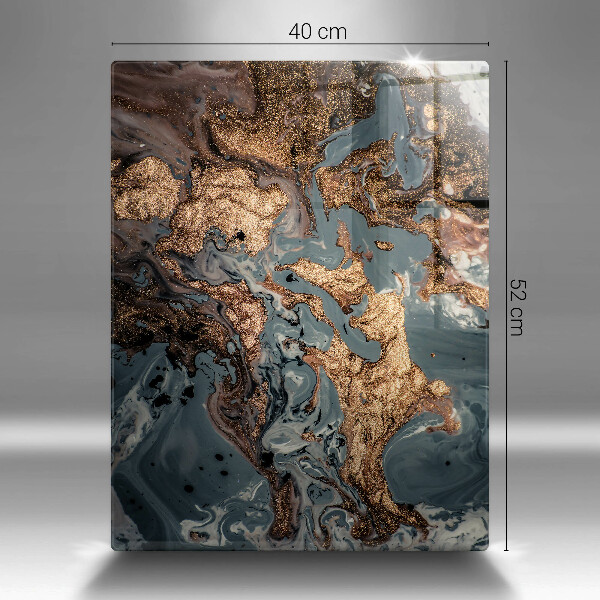 Glas Herdabdeckplatte Dekostein mit Gold