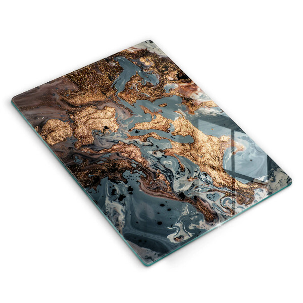 Glas Herdabdeckplatte Dekostein mit Gold