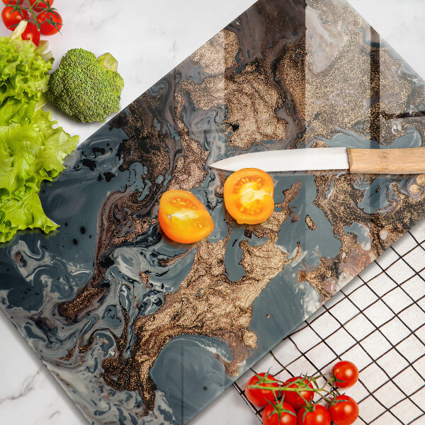 Glas Herdabdeckplatte Dekostein mit Gold