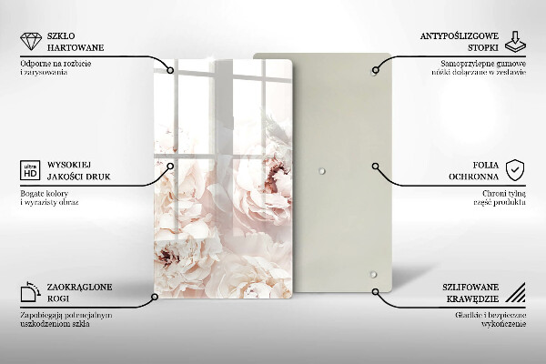 Glas Herdabdeckplatte Pastellfarbene Pfingstrosen