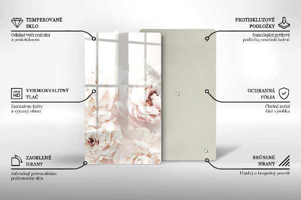 Glas Herdabdeckplatte Pastellfarbene Pfingstrosen