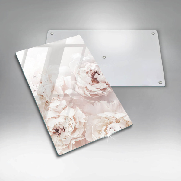 Glas Herdabdeckplatte Pastellfarbene Pfingstrosen