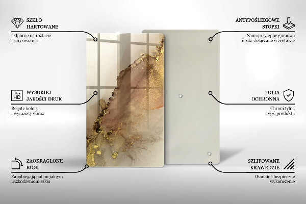 Glas Herdabdeckplatte Goldabstraktion