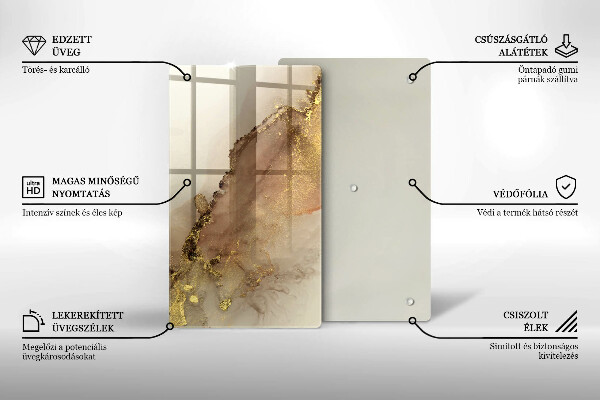 Glas Herdabdeckplatte Goldabstraktion