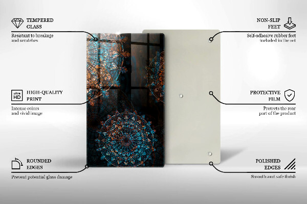 Glas Herdabdeckplatte Boho-Vintage-Räder