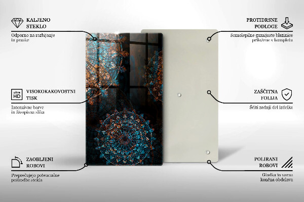 Glas Herdabdeckplatte Boho-Vintage-Räder