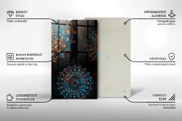 Glas Herdabdeckplatte Boho-Vintage-Räder