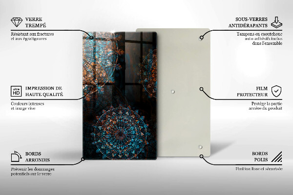 Glas Herdabdeckplatte Boho-Vintage-Räder