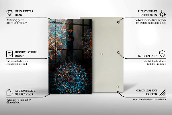 Glas Herdabdeckplatte Boho-Vintage-Räder