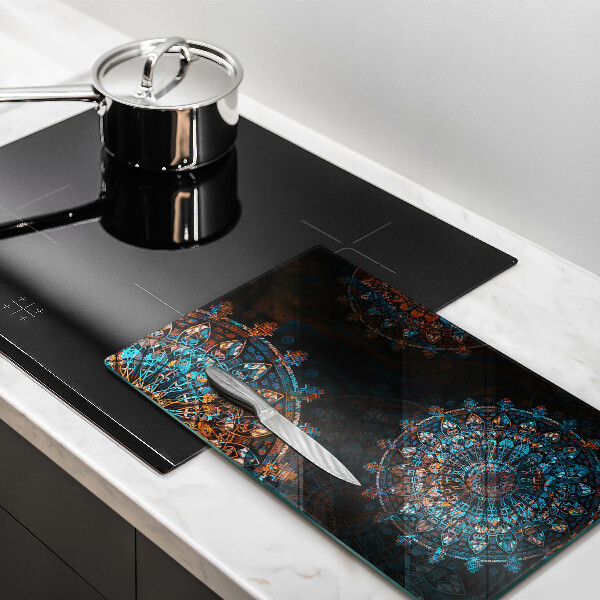 Glas Herdabdeckplatte Boho-Vintage-Räder