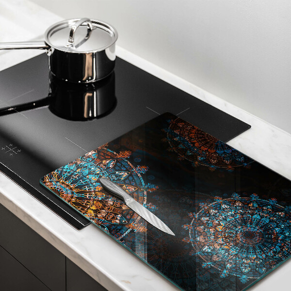 Glas Herdabdeckplatte Boho-Vintage-Räder