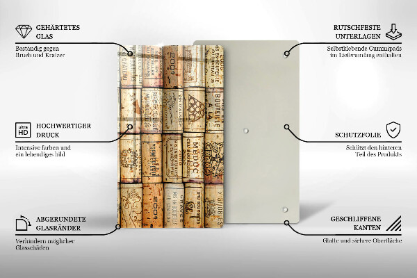 Glas Ceranfeldabdeckung Spritzschutz Alte Weinkorken