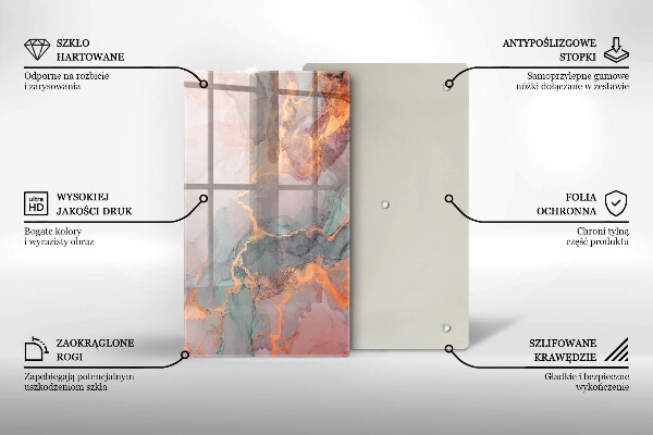 Glas Ceranfeldabdeckung Spritzschutz Marmor mit Gold