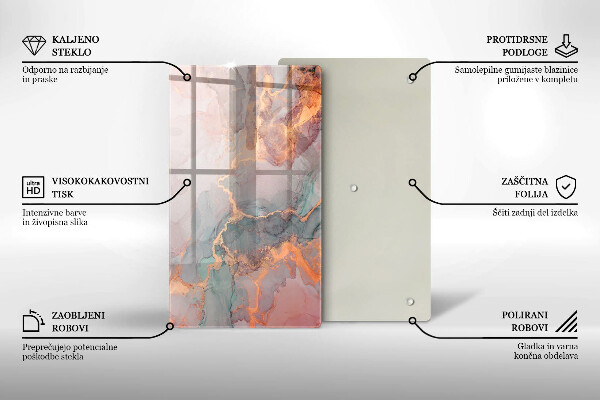 Glas Ceranfeldabdeckung Spritzschutz Marmor mit Gold